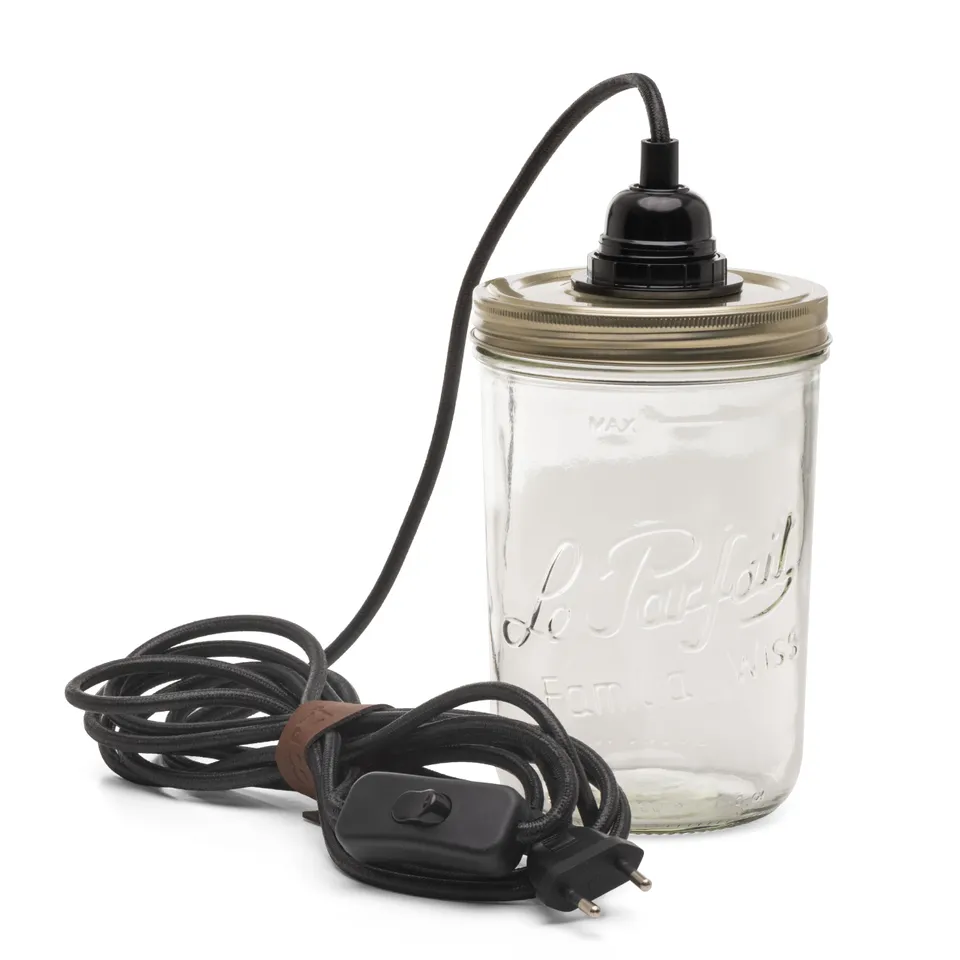 le-parfait-x-hoopzi-kit-lampe-bocal-en-verre-4-couleurs-cordon-tiss-4-5m-douille image 1