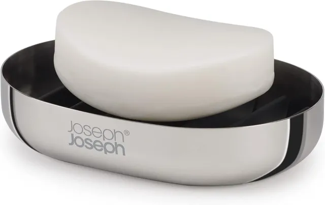 joseph-joseph-easystore-luxe-porte-savon-en-acier-inoxydable-avec-gouttoir-vidan image 1