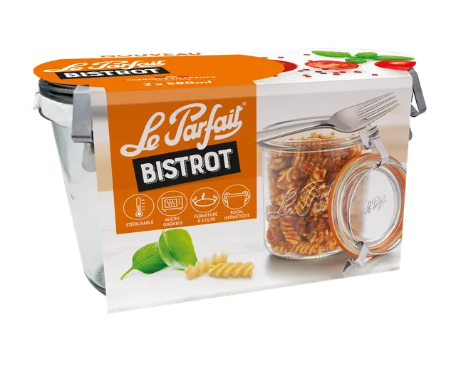le-parfait-bistrot-lot-de-2-bocaux-en-verre-avec-clips-en-acier-inoxydable-tanch image 1