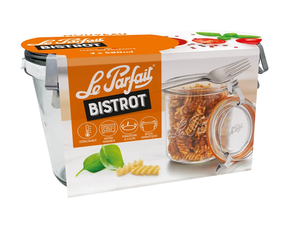 le-parfait-bistrot-lot-de-2-bocaux-en-verre-avec-clips-en-acier-inoxydable-tanch image 1