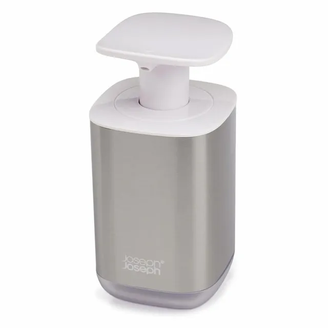 joseph-joseph-presto-distributeur-de-savon-pompe-large-350-ml-blanc-acier-inoxyd image 1