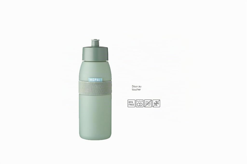 mepal-ellipse-bouteille-de-sport-500-ml-gourde-avec-bec-souple-et-bande-lastique image 2