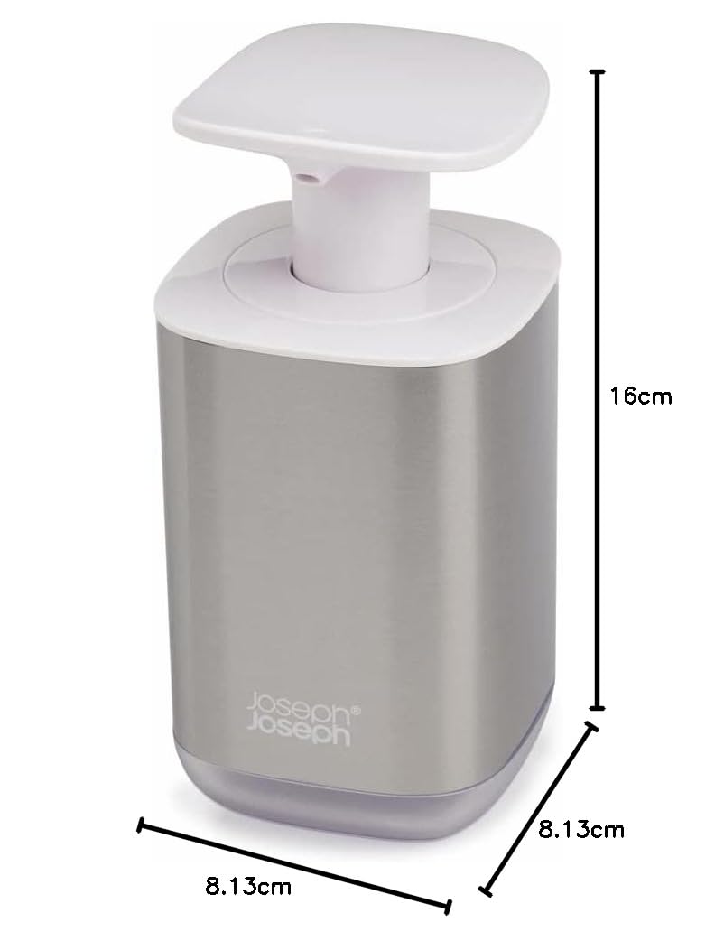 joseph-joseph-presto-distributeur-de-savon-pompe-large-350-ml-blanc-acier-inoxyd image 5
