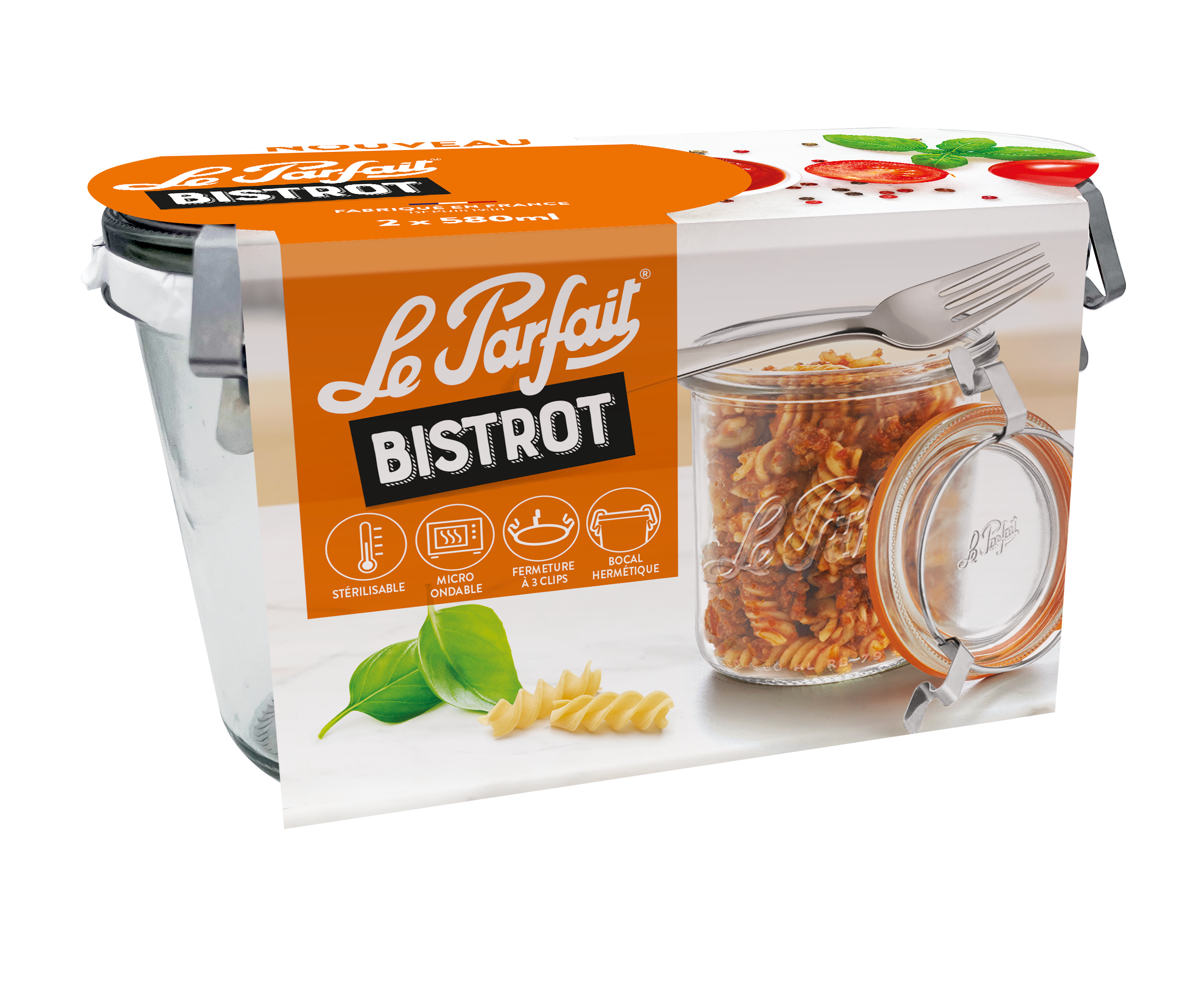 le-parfait-bistrot-lot-de-2-bocaux-en-verre-avec-clips-en-acier-inoxydable-tanch image 1