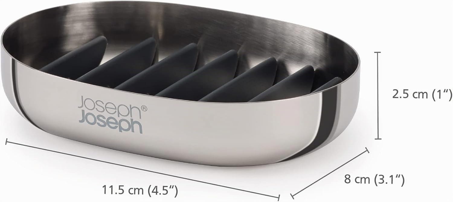 joseph-joseph-easystore-luxe-porte-savon-en-acier-inoxydable-avec-gouttoir-vidan image 4