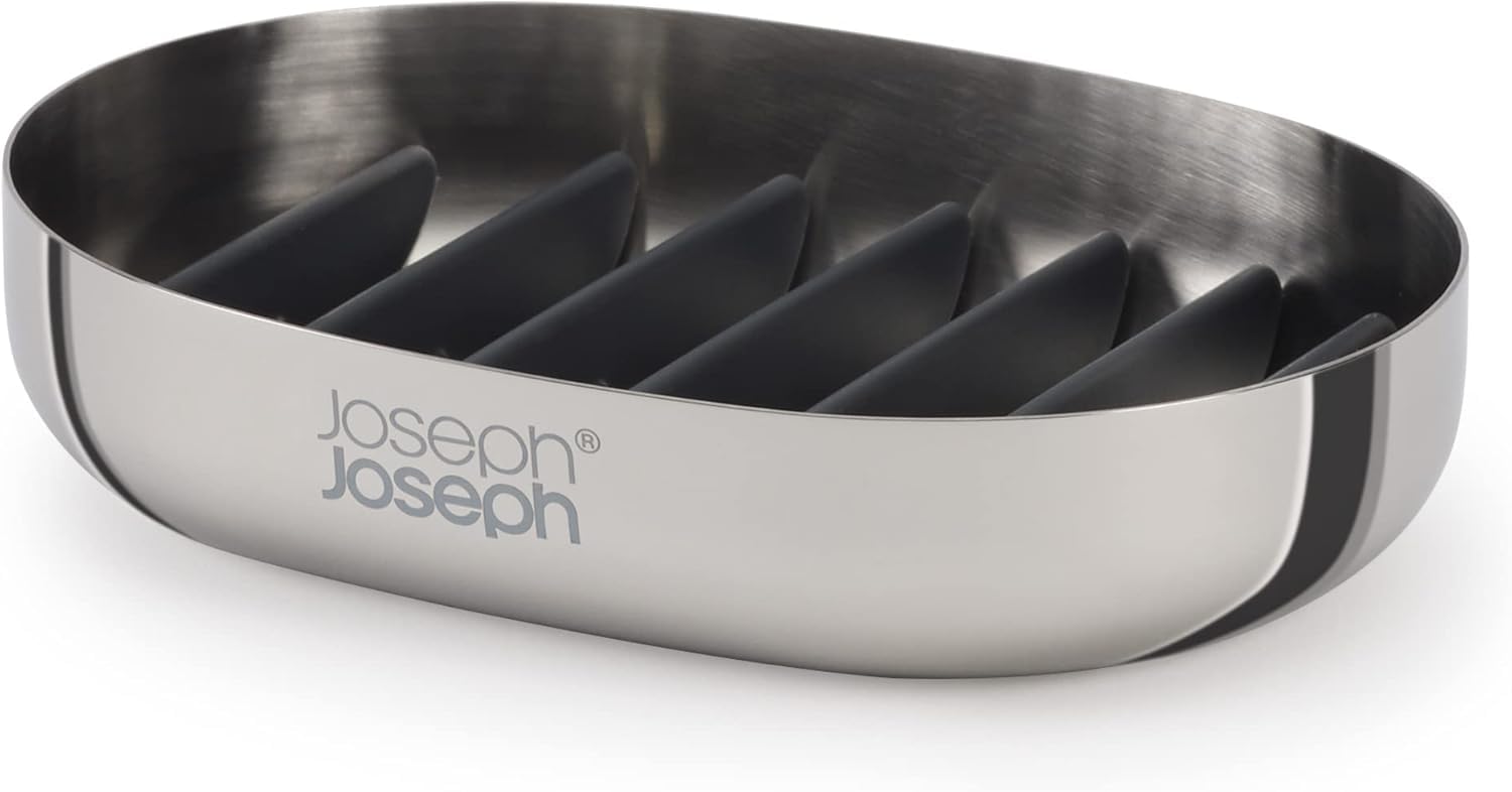 joseph-joseph-easystore-luxe-porte-savon-en-acier-inoxydable-avec-gouttoir-vidan image 2