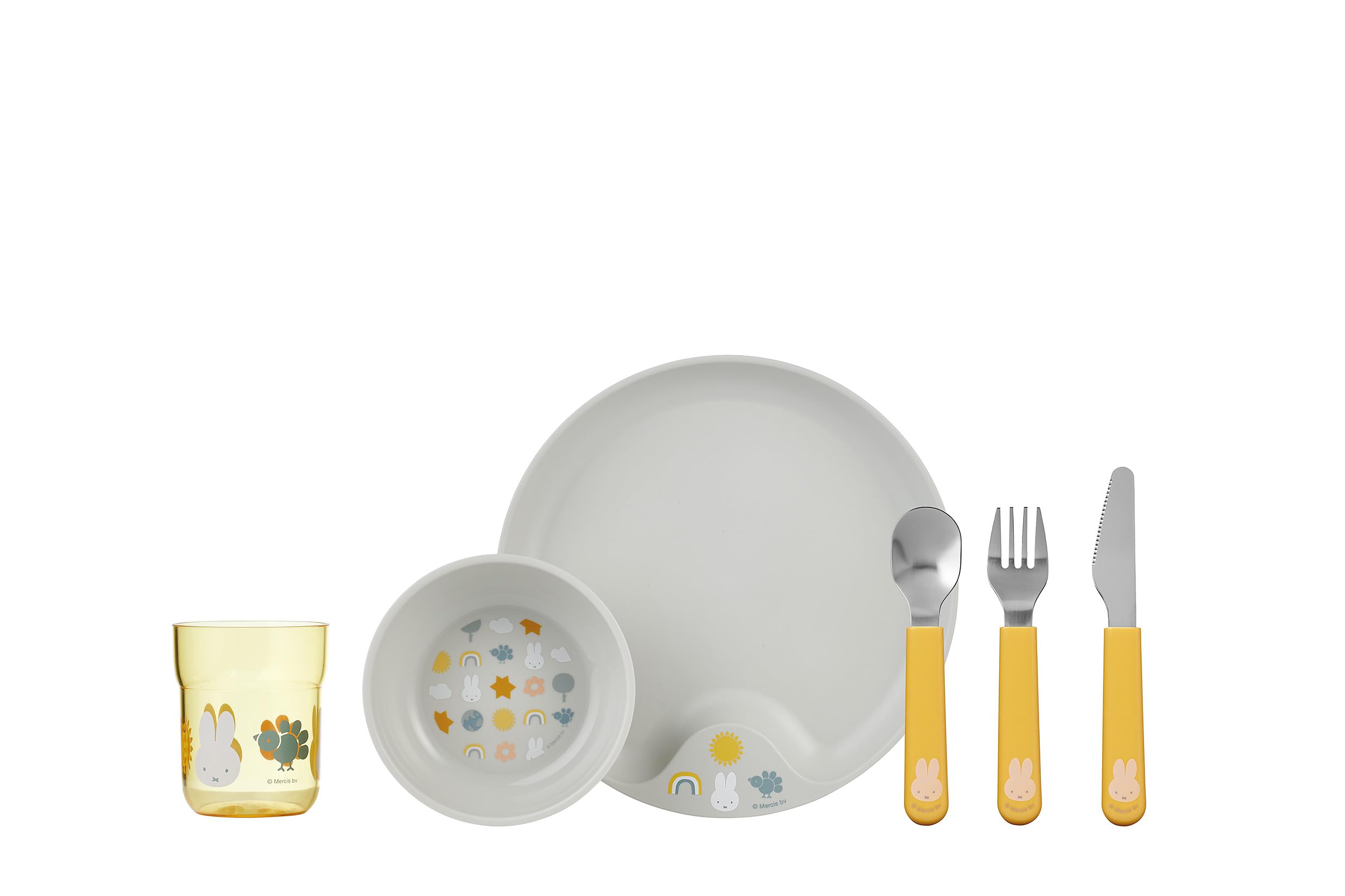 mepal-mio-ensemble-vaisselle-enfant-6-pi-ces-miffy-explore-couverts-verre-assiet image 1