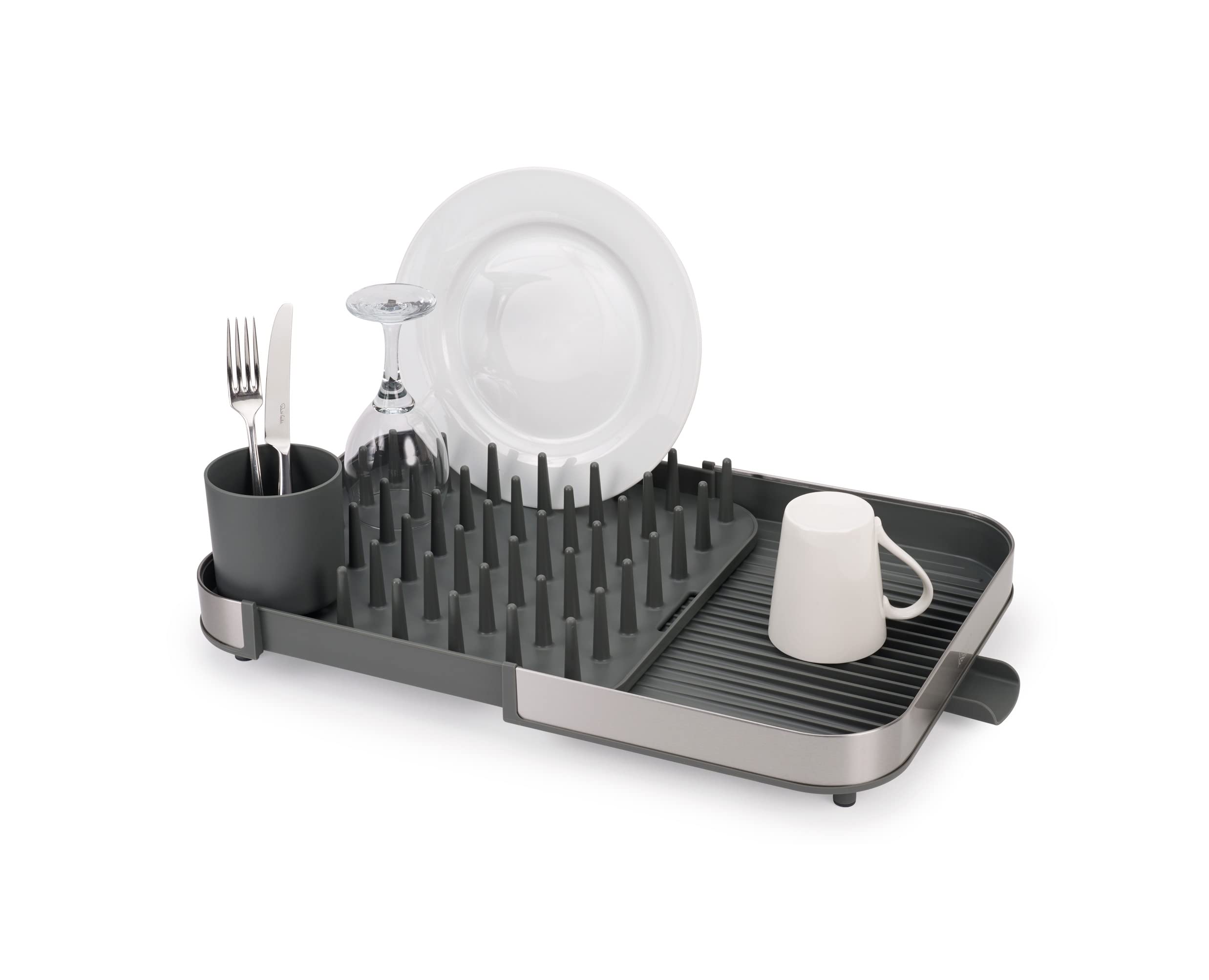 joseph-joseph-duo-gouttoir-vaisselle-extensible-en-acier-inoxydable-avec-porte-c image 1