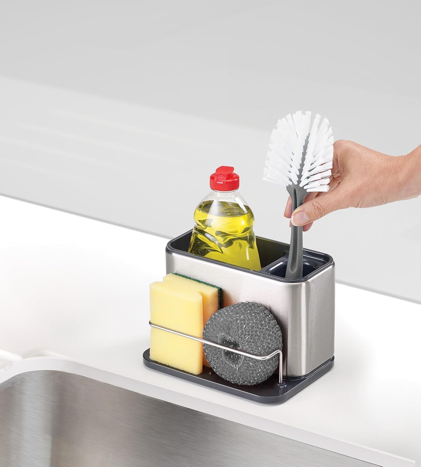 joseph-joseph-surface-organiseur-d-vier-en-acier-inoxydable-avec-porte-ponge-sup image 5