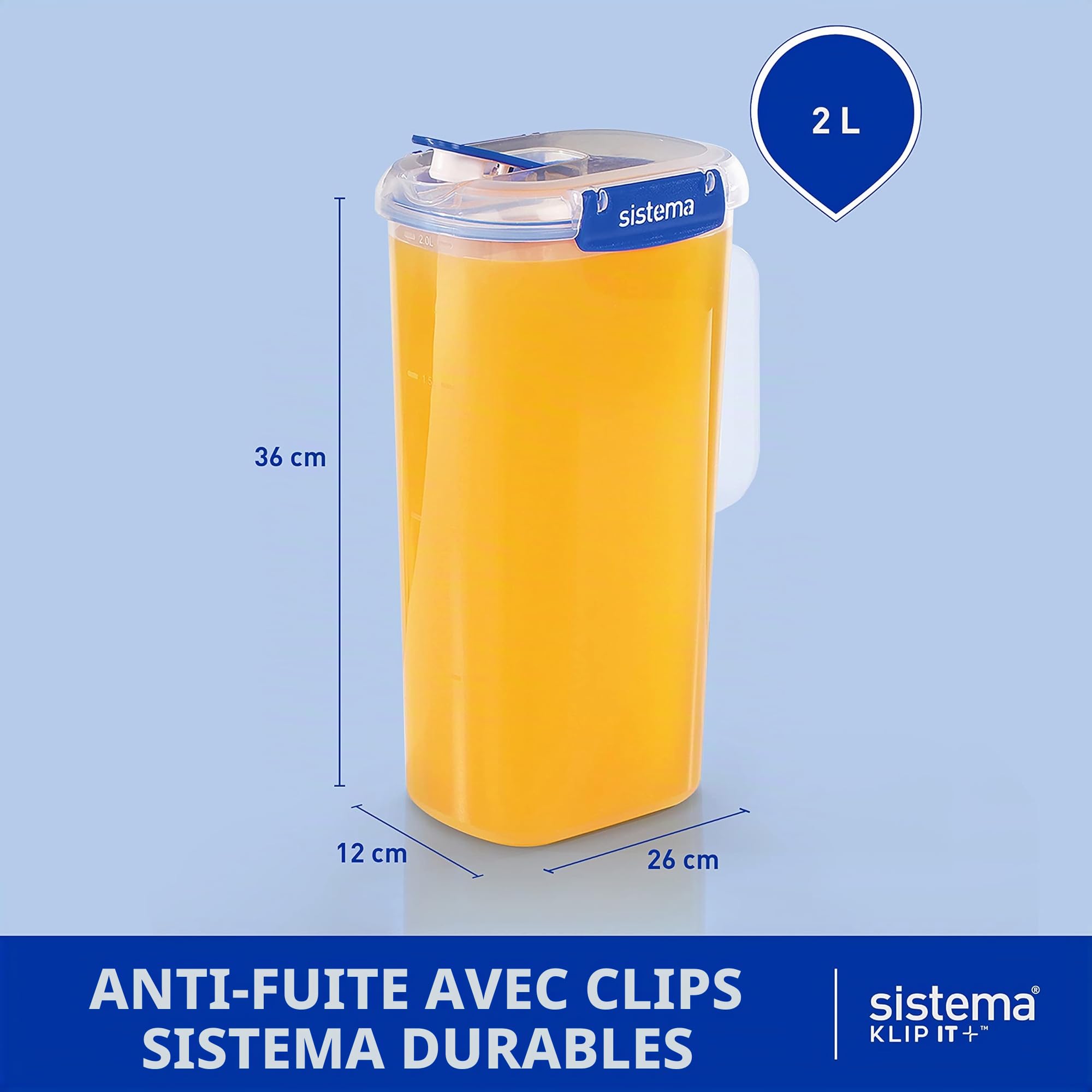 sistema-klip-it-plus-2-l-pichet-tanche-avec-joint-am-lior-et-couvercle-verseur-b image 2