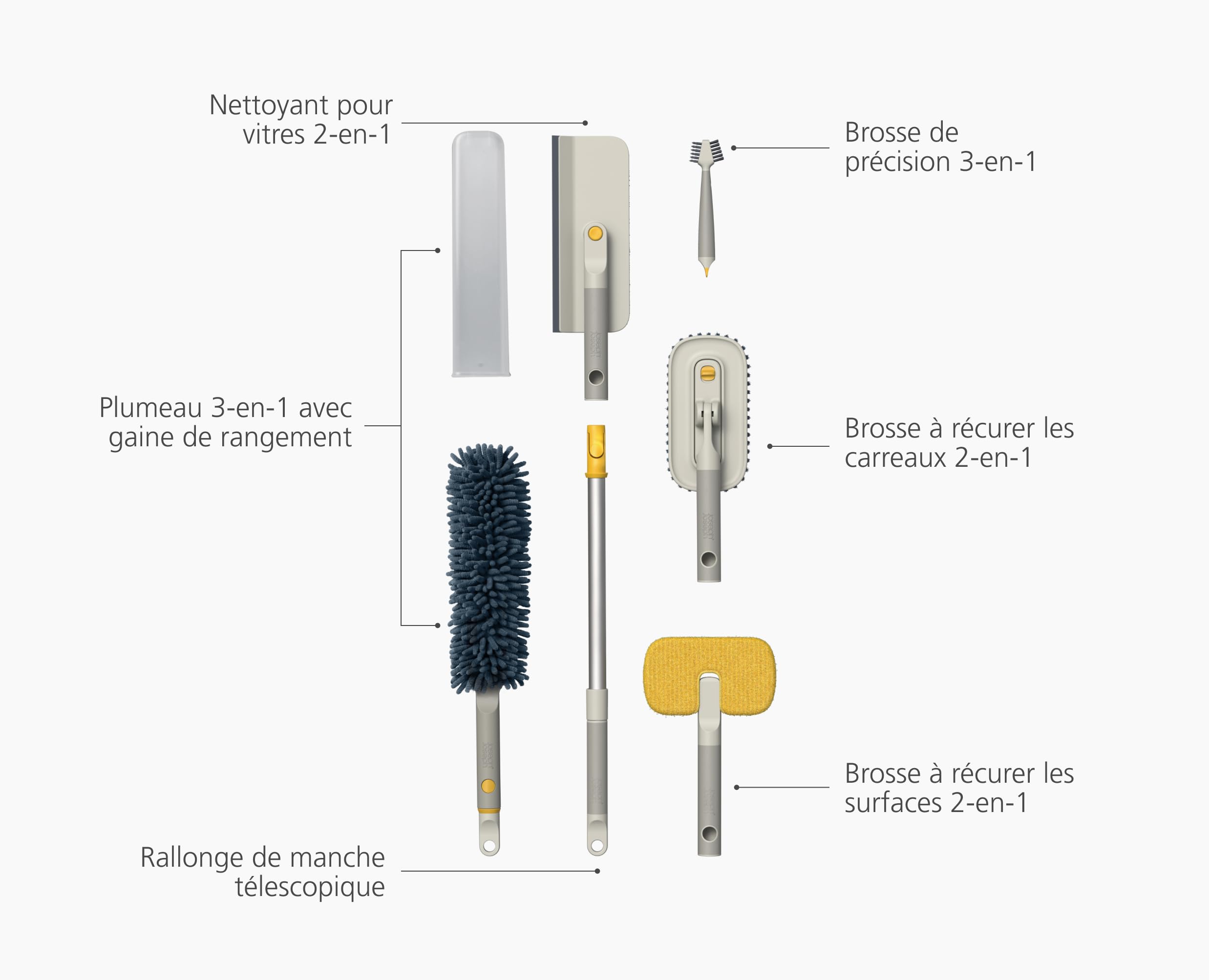 joseph-joseph-cleantech-set-de-nettoyage-profond-5-outils-perche-t-lescopique-al image 4