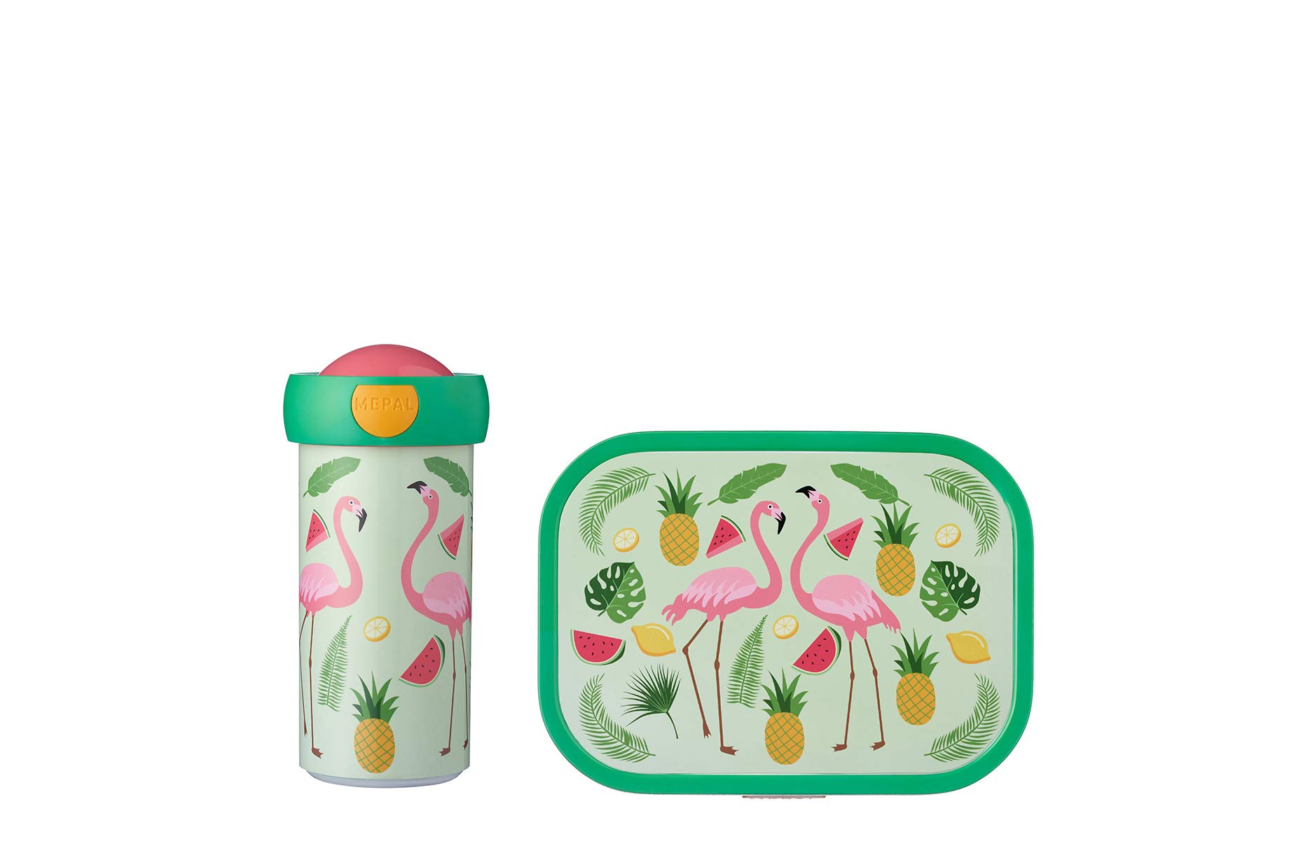 mepal-rosti-set-bo-te-d-jeuner-750-ml-gourde-400-ml-tropical-flamingo-abs-fabriq image 1