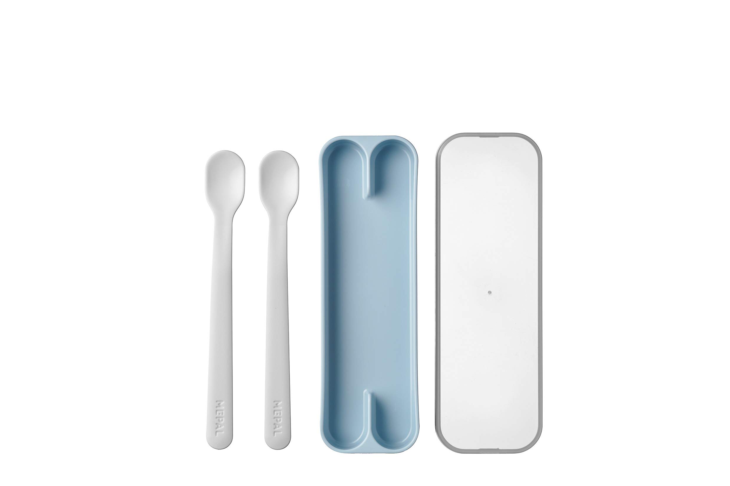 mepal-mio-set-de-2-cuill-res-b-b-longues-nourrir-light-blue-avec-tui-de-rangemen image 2