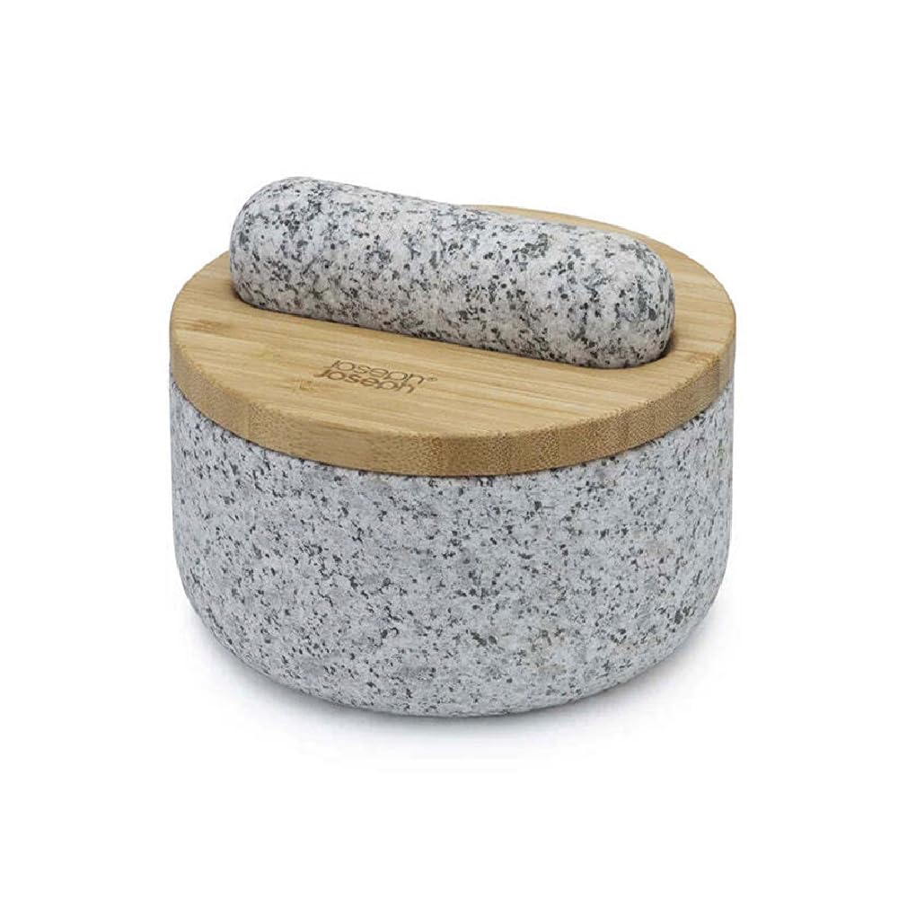 joseph-joseph-dash-pilon-et-mortier-en-granit-naturel-couvercle-en-bambou-multif image 1