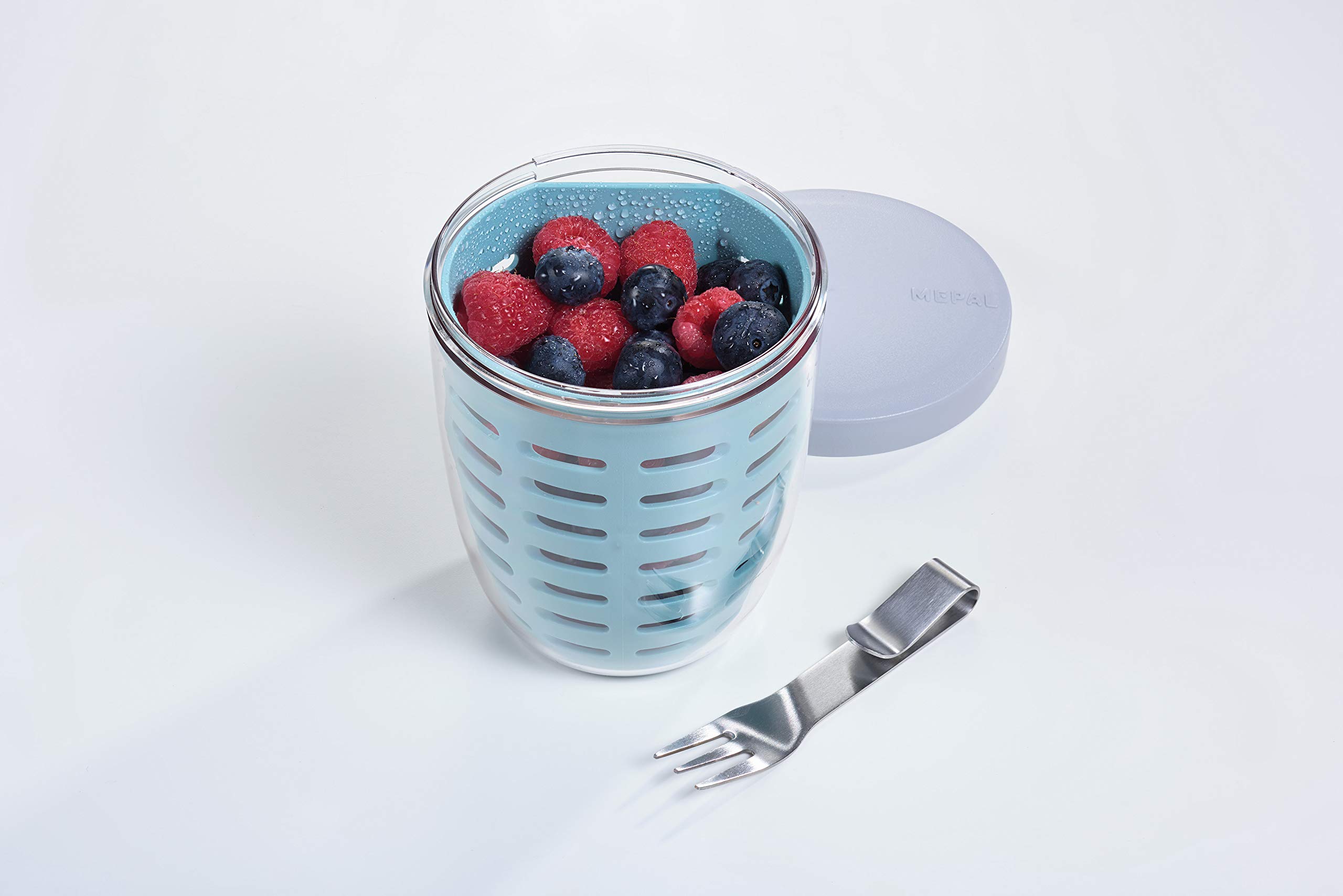 mepal-ellipse-pot-fruits-l-gumes-600-ml-avec-passoire-et-fourchette-inox-herm-ti image 2