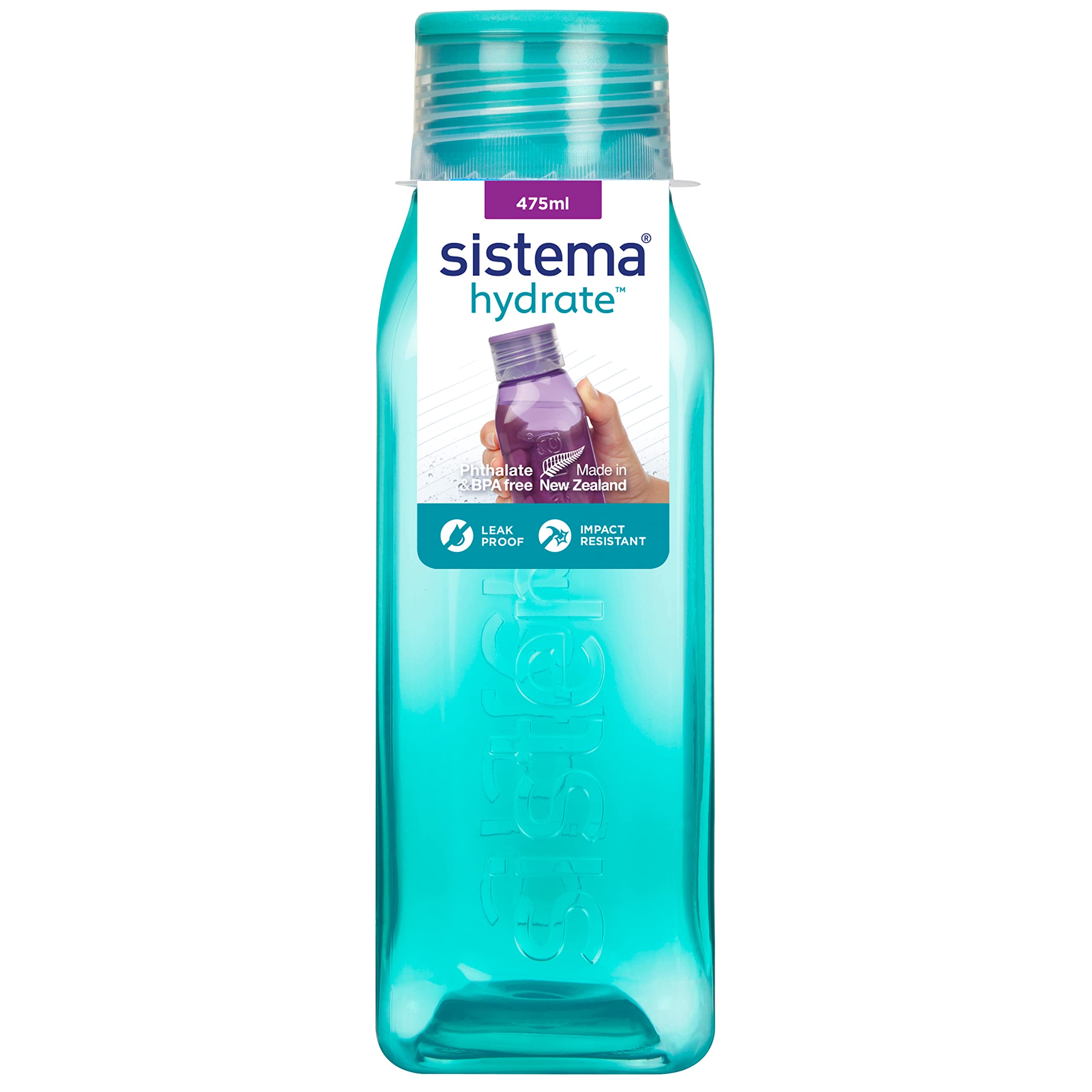 sistema-bouteille-d-eau-carr-e-r-tro-475-ml-sans-bpa-bouchon-tanche-visser-bords image 1