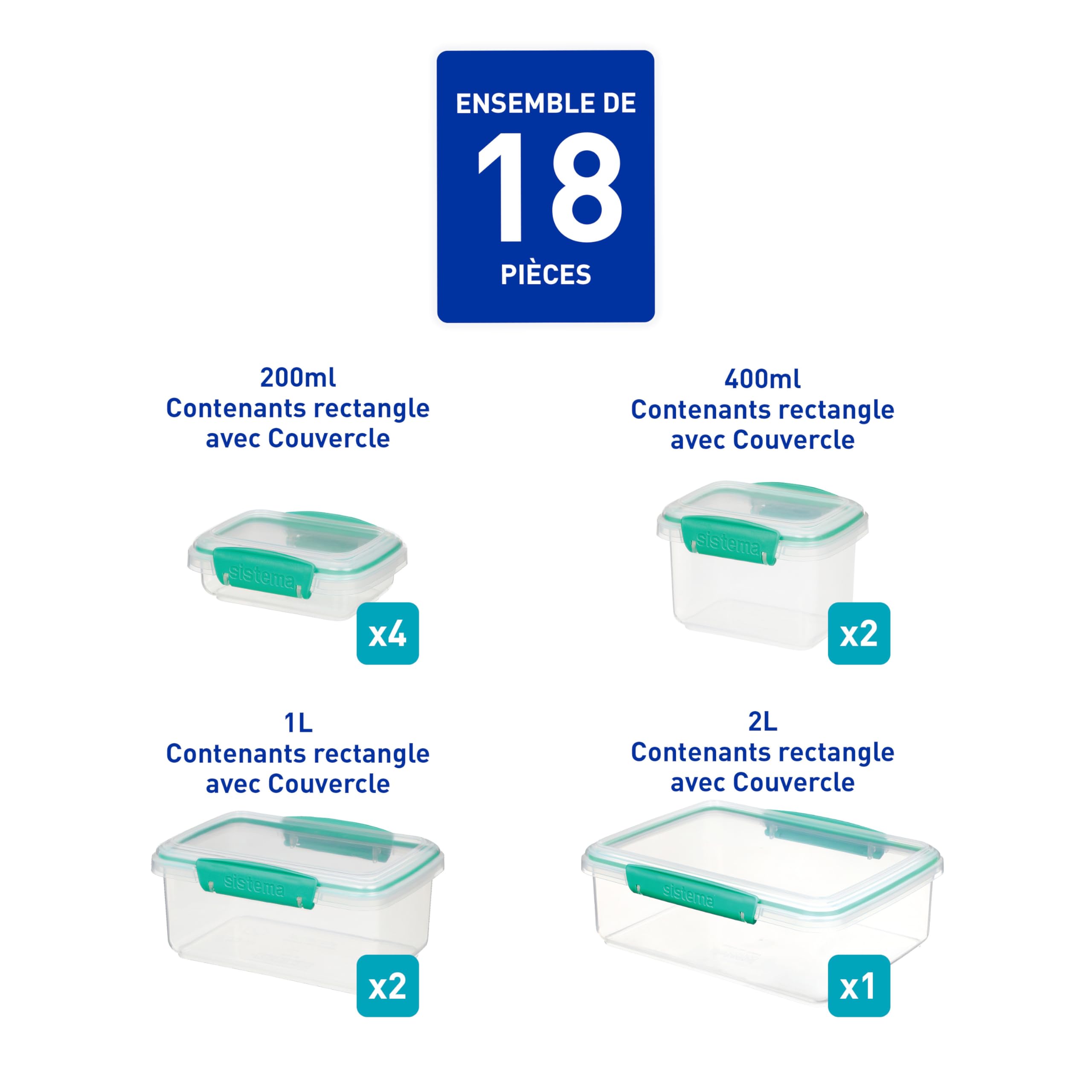 sistema-klip-it-set-de-18-pi-ces-9-bo-tes-couvercles-de-conservation-alimentaire image 2