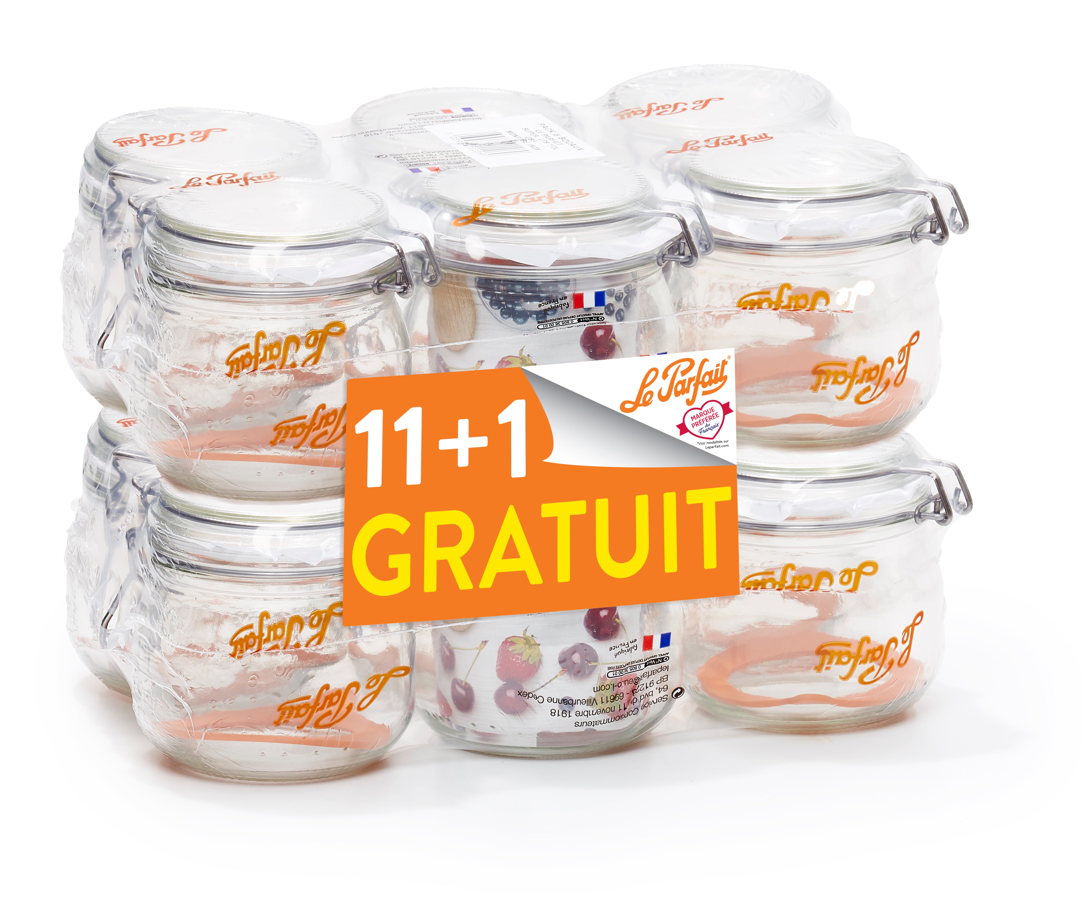 le-parfait-promo-pack-bocaux-super-0-5-l-12-bocaux-en-verre-11-1-offert-pour-con image 1