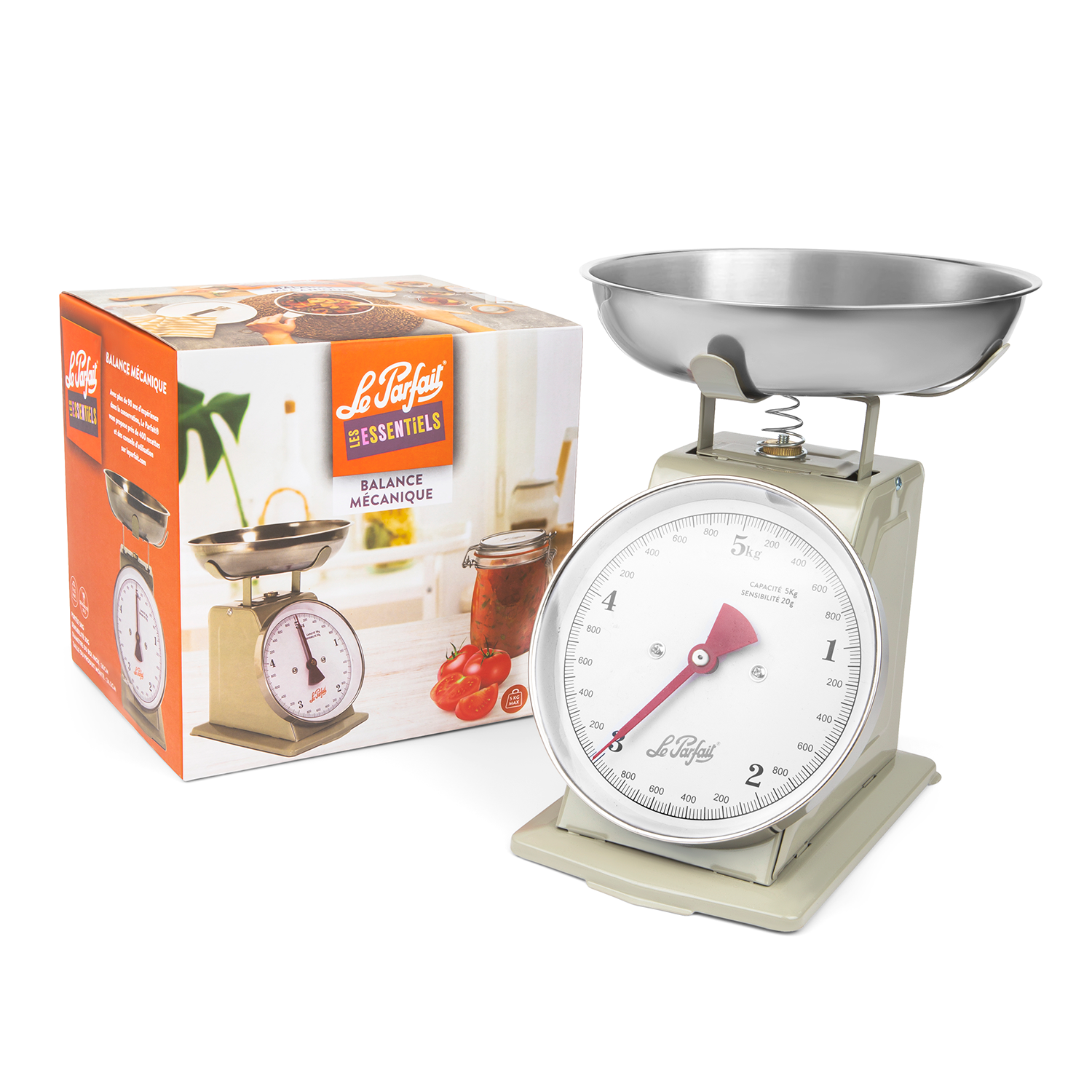 le-parfait-balance-de-cuisine-m-canique-grise-grand-plateau-inox-amovible-5-kg-o image 2