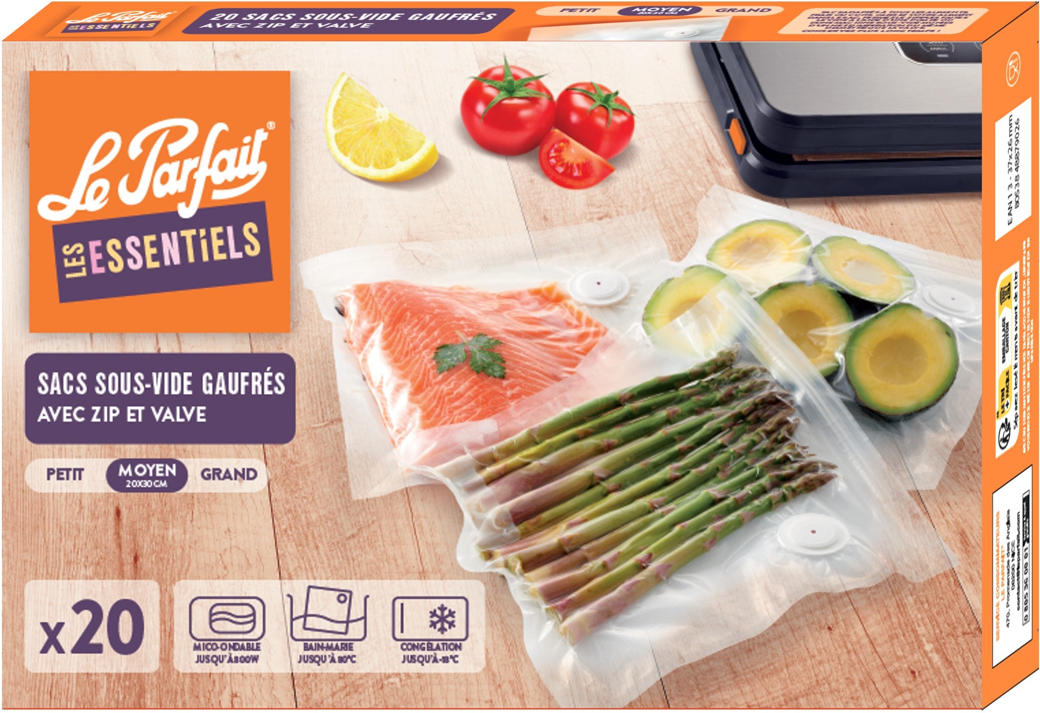 le-parfait-les-essentiels-lot-de-20-sacs-sous-vide-zipp-s-r-utilisables-avec-val image 1