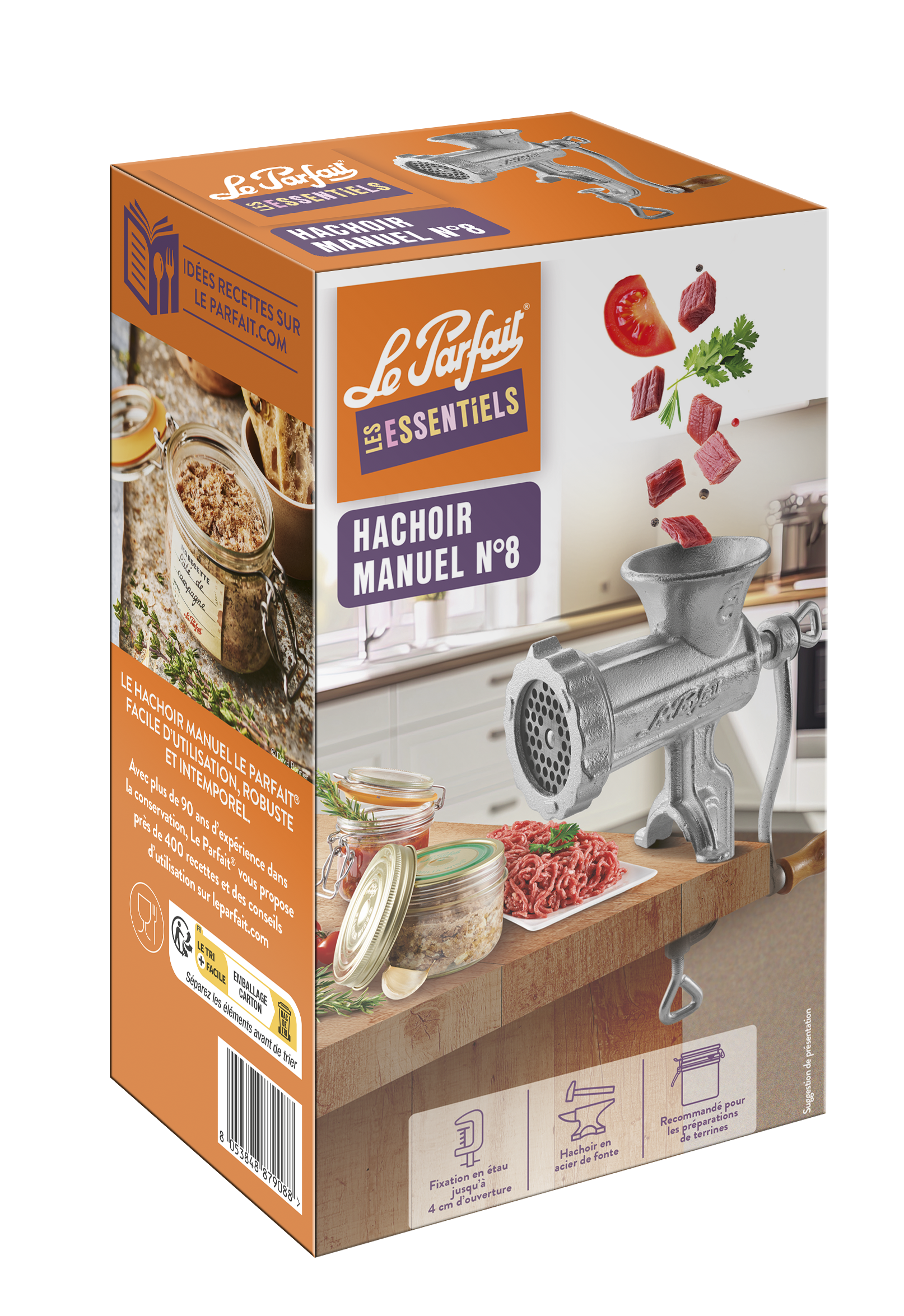 le-parfait-les-essentiels-hachoir-viande-manuel-n-8-avec-presse-et-serrage-jusqu image 2