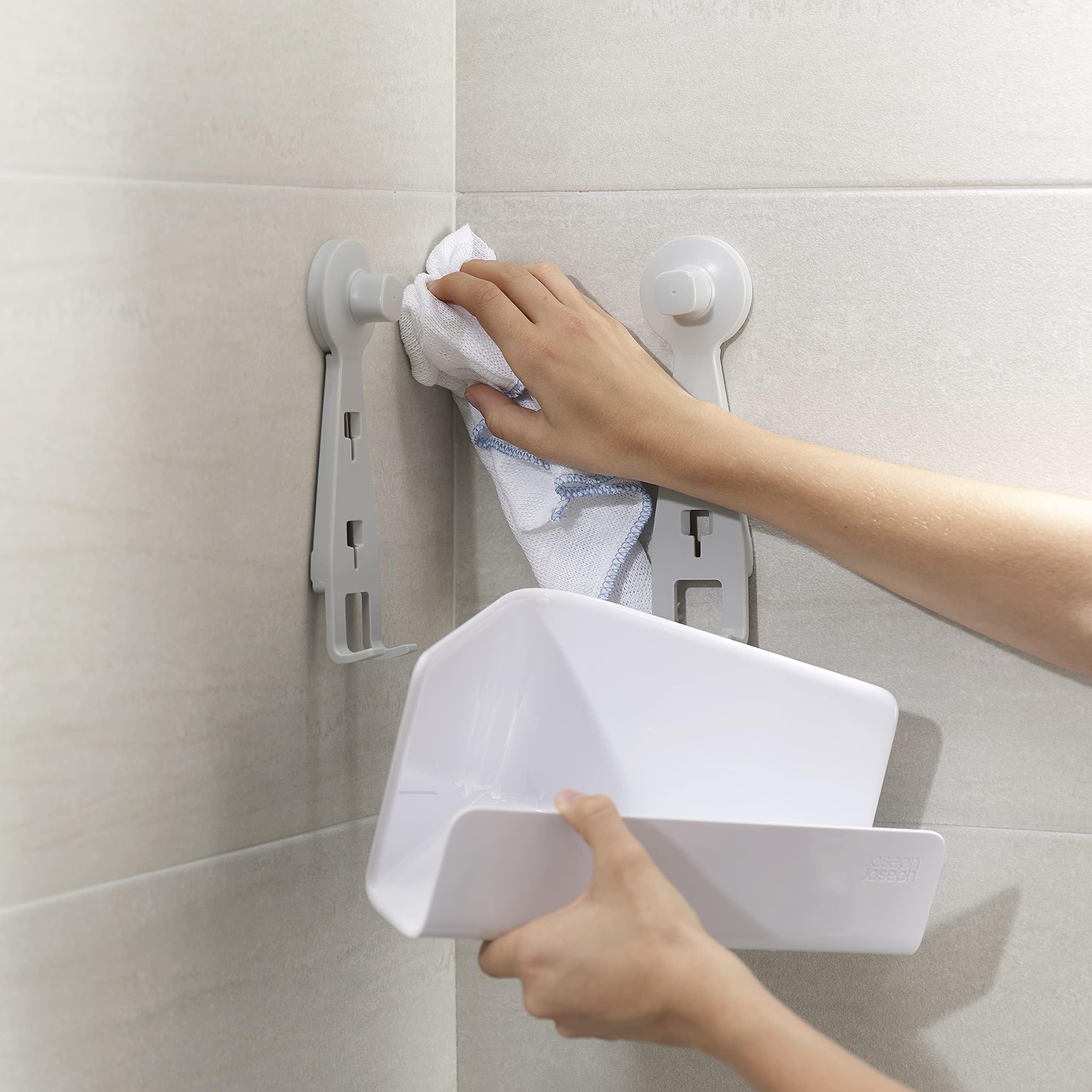 joseph-joseph-easystore-lot-de-2-paniers-de-douche-d-angle-auto-drainants-blancs image 4
