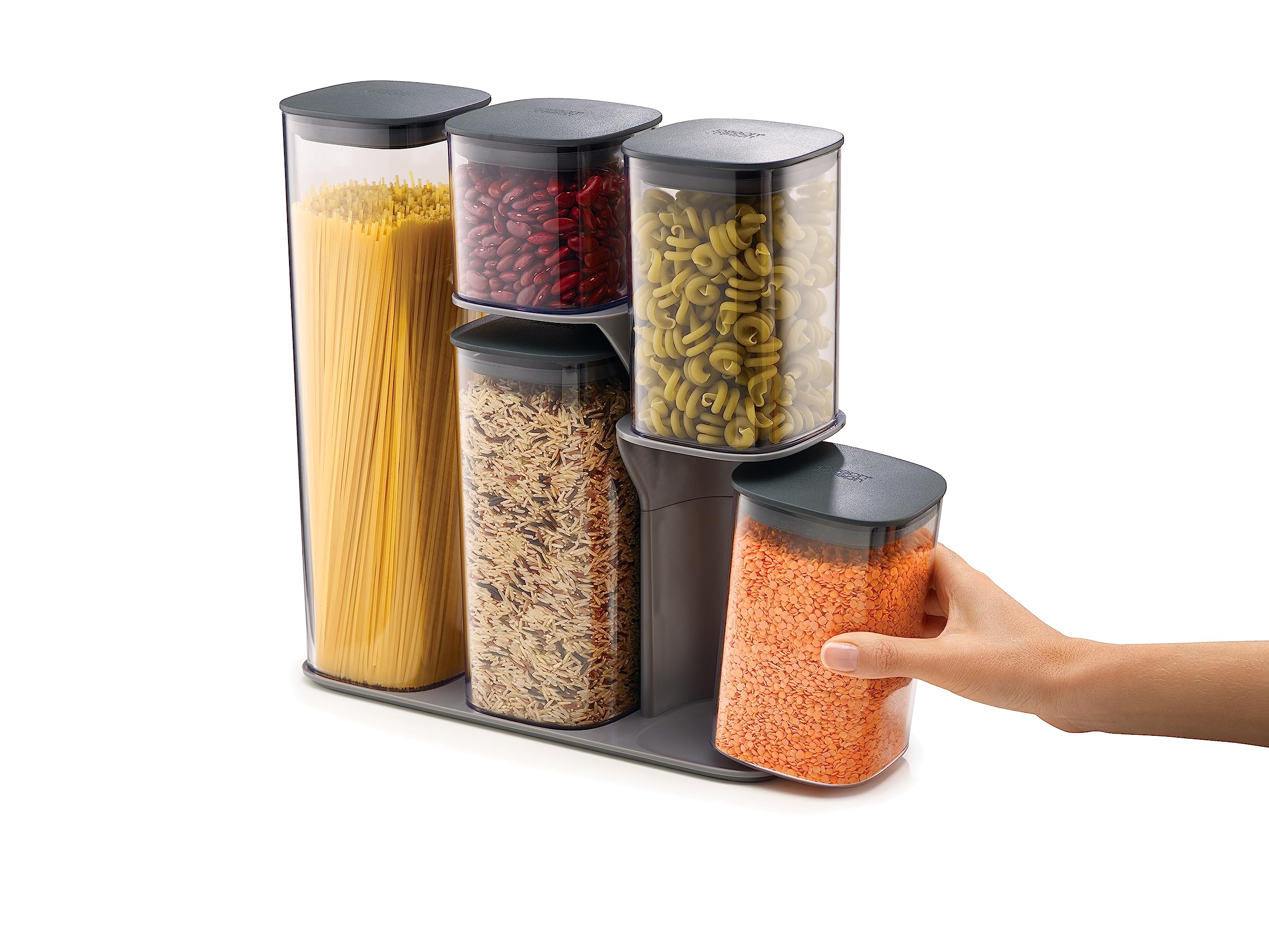 joseph-joseph-podium-lot-de-5-bocaux-herm-tiques-avec-support-et-couvercles-sili image 7