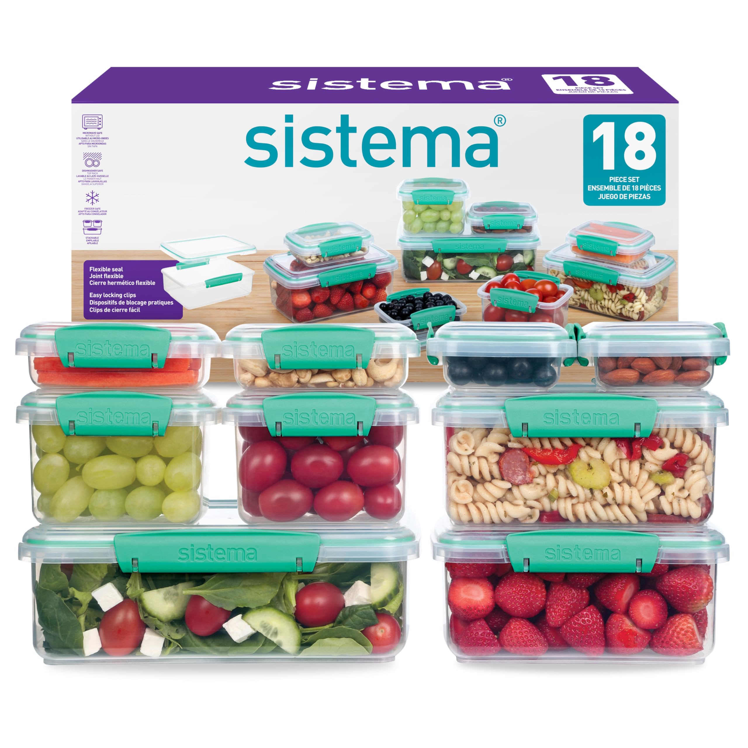 sistema-klip-it-set-de-18-pi-ces-9-bo-tes-couvercles-de-conservation-alimentaire image 1