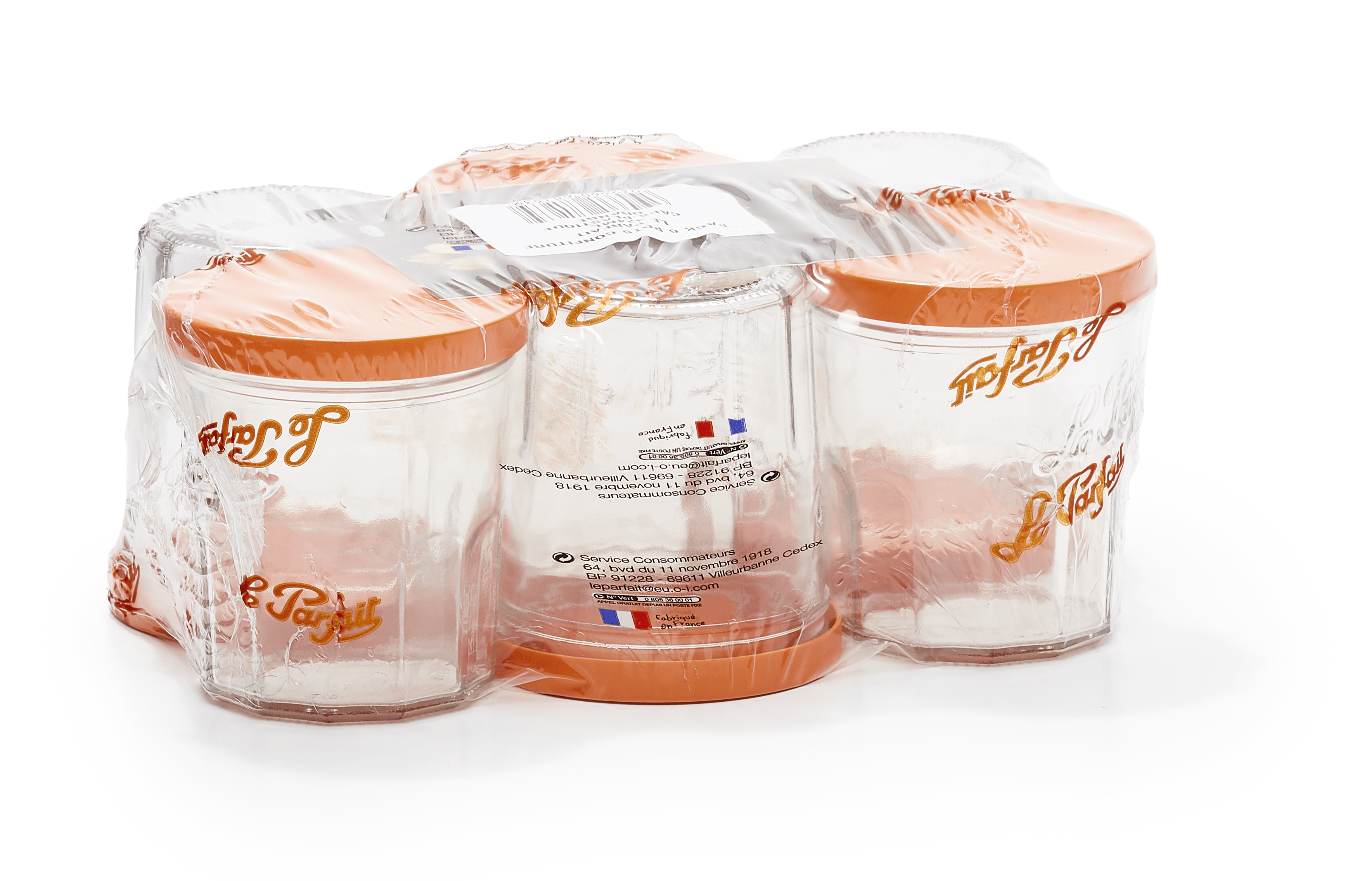 le-parfait-set-de-6-pots-confiture-en-verre-orange-avec-couvercles-plastiques image 1