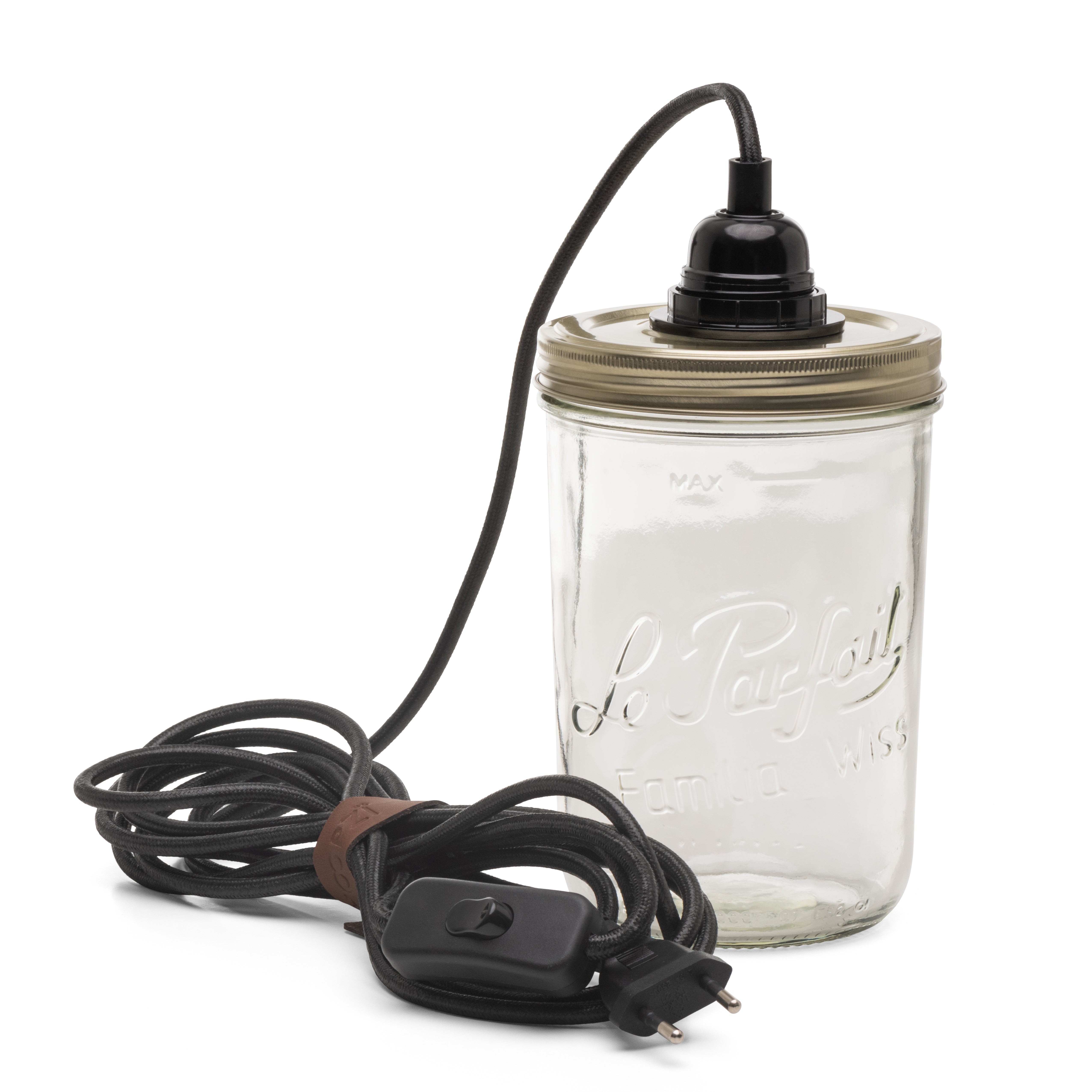 le-parfait-x-hoopzi-kit-lampe-bocal-en-verre-4-couleurs-cordon-tiss-4-5m-douille image 1