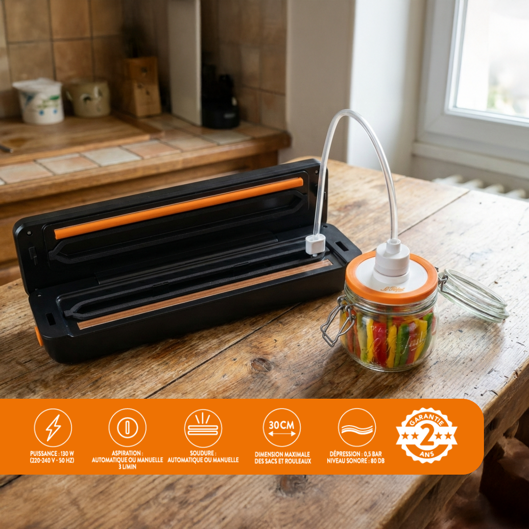 le-parfait-les-essentiels-machine-sous-vide-compacte-130-w-0-5-bar-pour-sacs-rou image 2